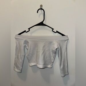 Zara White Off-Shoulder Crop Top